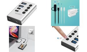 LogiLink USB 3.2 Hub, 4-Port, mit Ein-/Ausschalter, silber