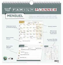 QUO VADIS Calendrier FAMILY PLANNER MENSUEL, 2025/2026