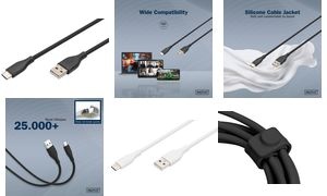 DIGITUS USB 2.0 Silikon-Anschlusskabel, USB-C - USB-A, 1,0 m
