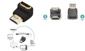 DIGITUS HDMI Knick-Adapter, 90 Grad gewinkelt, HDMI-A