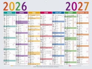 EXACOMPTA Calendrier Multicolore, 2026/2027, 550 x 405 mm