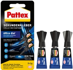 Pattex Sekundenkleber Ultra Gel MINI TRIO, 3 Tuben à 1 g