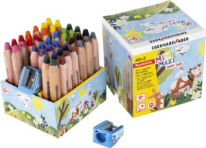 EBERHARD FABER Buntstift 3in1 Jumbo MINI MAXI, 40er Box