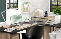 CEP Wand-Prospekthalter Silva, DIN A4, 5 Fächer, weiß/Buche