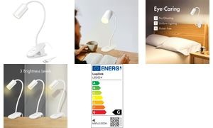 LogiLink LED-Leselampe mit Klemmfuß, weiß