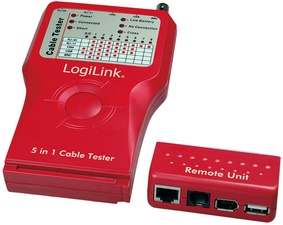 LogiLink Kabeltester 5-in-1, mit Remote Einheit, rot