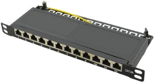 LogiLink 10" Patch Panel Kat.6A, 12 Ports, lichtgrau, 0,5 HE