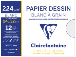 Clairefontaine Zeichenpapier "Blanc à Grain", 240 x 320 mm