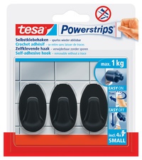tesa Powerstrips Haken SMALL Oval, schwarz