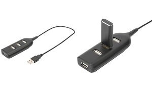 DIGITUS USB 2.0 Hub, 4-Port, Kabellänge: 300 mm, schwarz