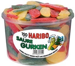 HARIBO Fruchtgummi SAURE GURKEN, 150er Runddose
