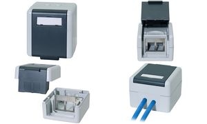 LogiLink Outdoor Aufputzdose Kat.6A, für 2 x RJ45, grau