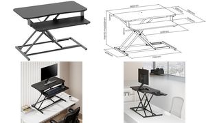 LogiLink Sitz-Steh Workstation mit Tastaturablage, schwarz