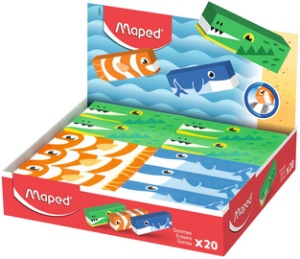 Maped Kunststoff-Radierer, Tier-Design, 20er Display