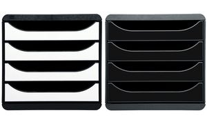 EXACOMPTA Schubladenbox BIG-BOX, 4 Schübe, schwarz glossy