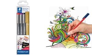 STAEDTLER Pigmentliner, 3er Set +GRATIS Metallic-Marker,Etui