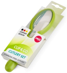 emsa Besteck-Set CLIP & GO, 3-teilig mit Etui, grün