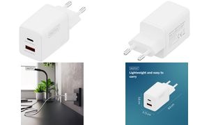 DIGITUS USB-Steckdosenadapter GaN Charger, 1x USB-C/1x USB-A