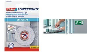 tesa Powerbond Montageband Universal, 19 mm x 1,5 m, weiß