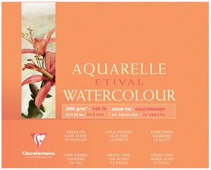 Clairefontaine Künstlerblock Aquarelle ETIVAL, 300 x 400 mm