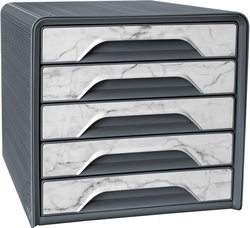 CEP Schubladenbox mineral, 5 Schübe, hellgrauer Marmor