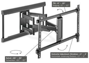 DIGITUS Full Motion TV-Wandhalterung, für 93,98 bis 203,2 cm