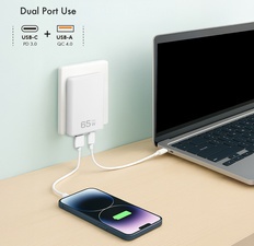 LogiLink USB-Steckdosenadapter, USB-A & USB-C, 65 Watt, weiß