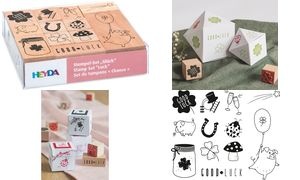 HEYDA Motivstempel-Set "Glück", in Klarsicht-Box