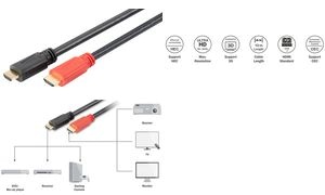 DIGITUS HDMI High Speed Anschlusskabel, 10 m, schwarz/rot