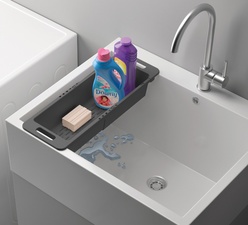 metaltex Spülkorb Drain-Flex, ausziehbar, Kunststoff, grau