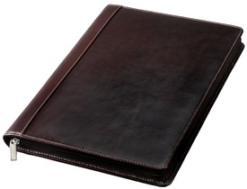 Alassio Schreibmappe "MONACO", A4, Leder, dunkelbraun