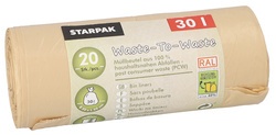 STARPAK Mülleimerbeutel "Waste-to-Waste", 5 Liter, braun