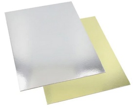 STARPAK Tortenplatte eckig, 300 x 400 mm, gold/silber