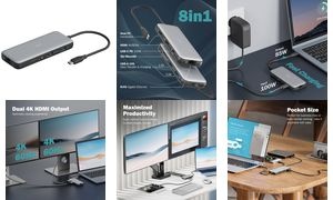 DIGITUS Docking Station, USB-C, 8-Port, grau / schwarz