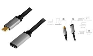 LogiLink USB 3.2 Verlängerungskabel, schwarz/grau, 0,5 m