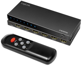 LogiLink 4K/60 Hz HDMI-Switch, 5-fach, schwarz