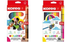Kores Dreikant-Buntstifte "KOLORES", 12er Etui + 2x Duo