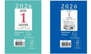 EXACOMPTA Bloc éphémeride neutre, 65 x 97 mm, 2026