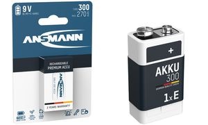 ANSMANN NiMH Akku maxE, 9V E-Block, 300 mAh, 1er Blister