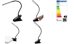 ALBA LED Akku-Leseleuchte "LEDCLIP", flexibler Arm, schwarz