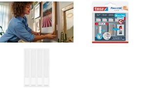 tesa Powerstrips CLICK Klettstreifen MEDIUM Slim, weiß