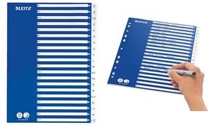 LEITZ Kunststoff-Register, A-Z, A4, 21-teilig, PP, weiß