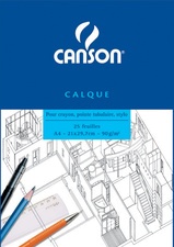 CANSON Transparentpapierblock, DIN A4, 90/95 g/qm, 25 Blatt