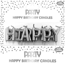 Clairefontaine Kuchenkerzen-Set "Happy Birthday", silber