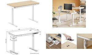 LogiLink Sitz-Steh-Schreibtisch, elektrisch höhenverstellbar