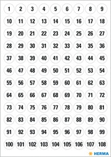 HERMA Zahlen-Sticker 1-240, Durchmesser: 12 mm, weiß