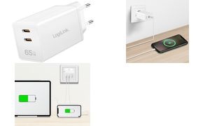 LogiLink USB-Steckdosenadapter, 2x USB-C PD, weiß, 65 Watt