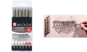 SAKURA Fineliner PIGMA MICRON, schwarz, 4+2 GRATIS