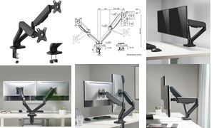 LogiLink Doppel-Monitorarm, Aluminium, Armlänge: 450 mm