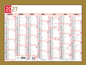 EXACOMPTA Calendrier tricolore neutre, 180 x 135 mm, 2027